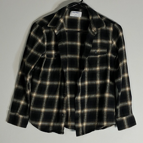 Old Navy Size Large 10-12 Flannel Shirt Plaid Button Up 100% Cotton Used - Picture 3 of 6